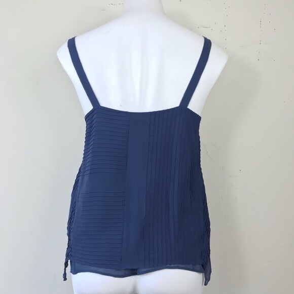 Tory Burch 100% Silk Pintuck Blue Tank Top Blouse Shell Cami Size 6 - Picture 5 of 12